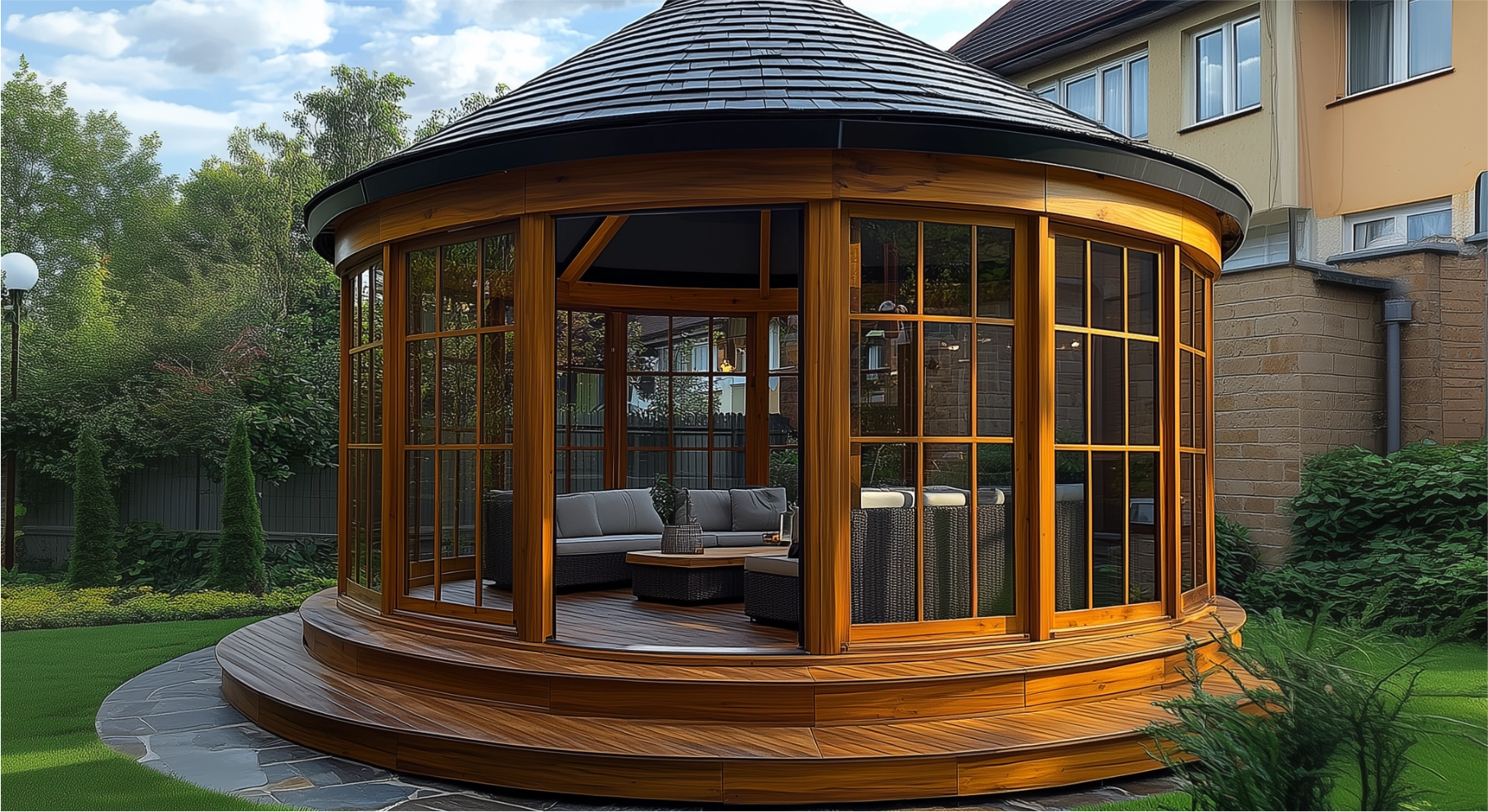 Фотография 0 Остекление беседки под ключ